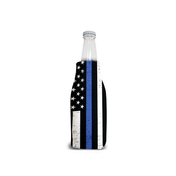 Bottle Koozie W/Zipper Thin Blue Line