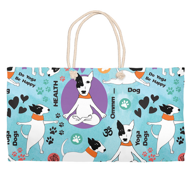 yoga dog weekender tote