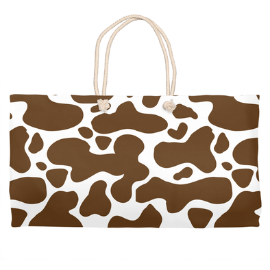 cow hide weekender tote