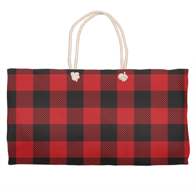 buffalo plaid weekender tote