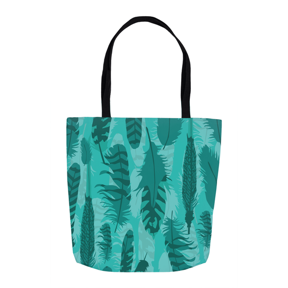 feathers teal tote