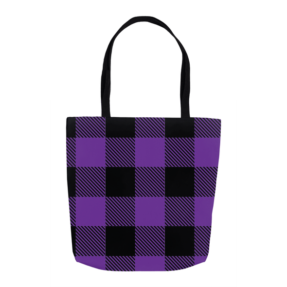 purple plaid tote