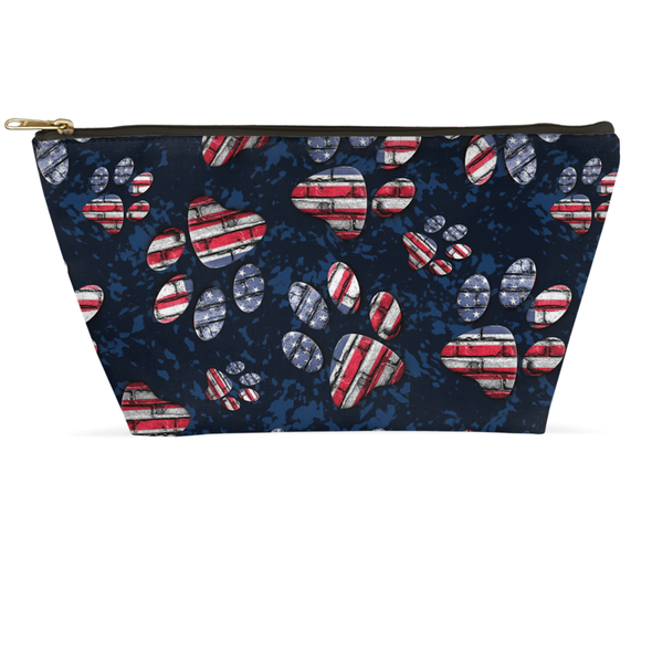 american flag dog makeup bag