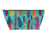 feathers teal makeup bag