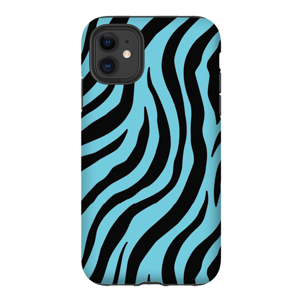 blue zebra print cell phone case