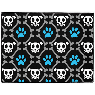 skull and bones dog mat