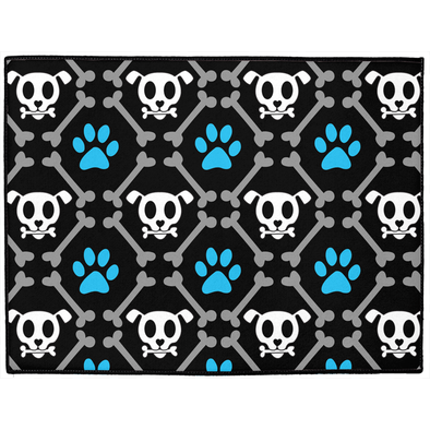 skull and bones dog mat