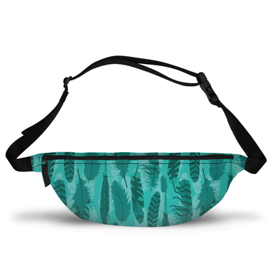 teal feather fanny pack