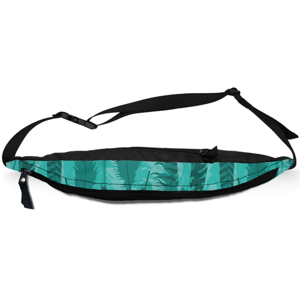 teal feather fanny pack