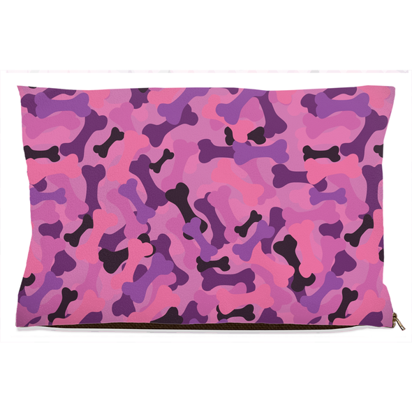 bone camo pink dog bed