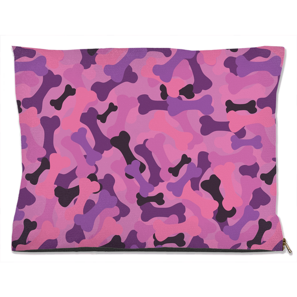 bone camo pink dog bed