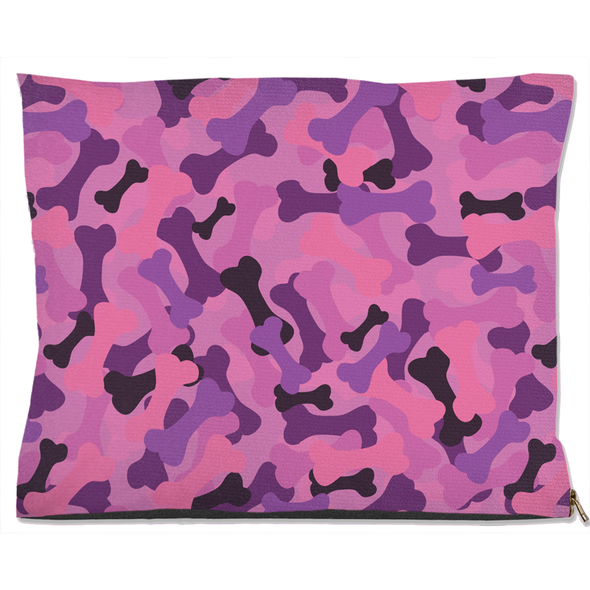 bone camo pink dog bed