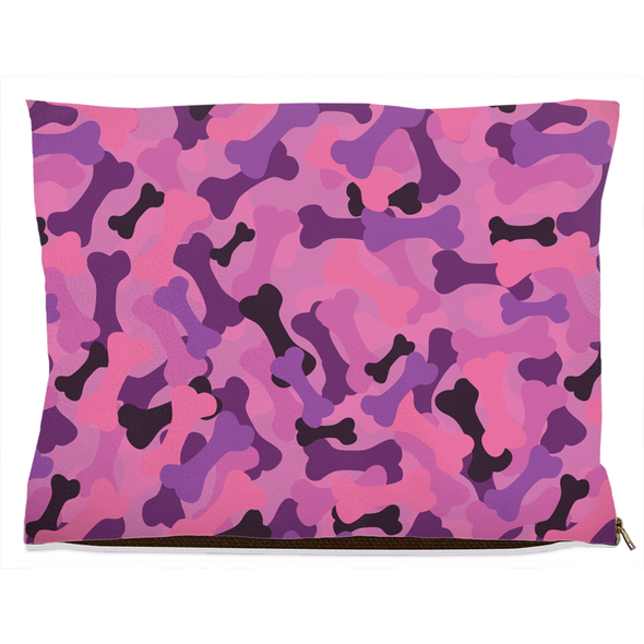 bone camo pink dog bed