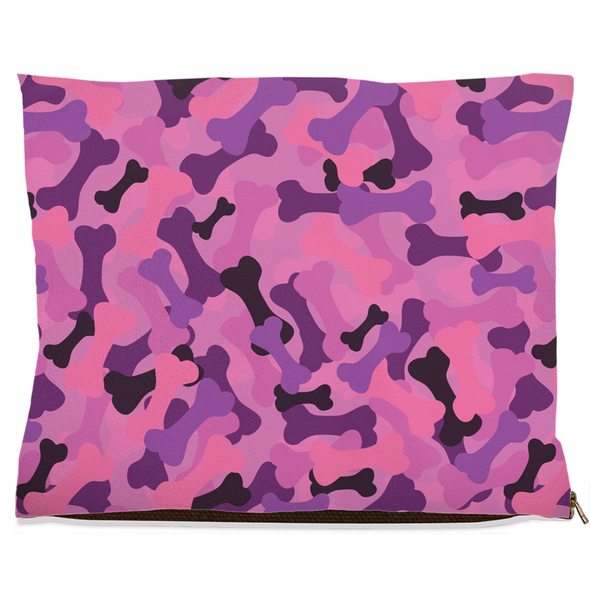 bone camo pink dog bed