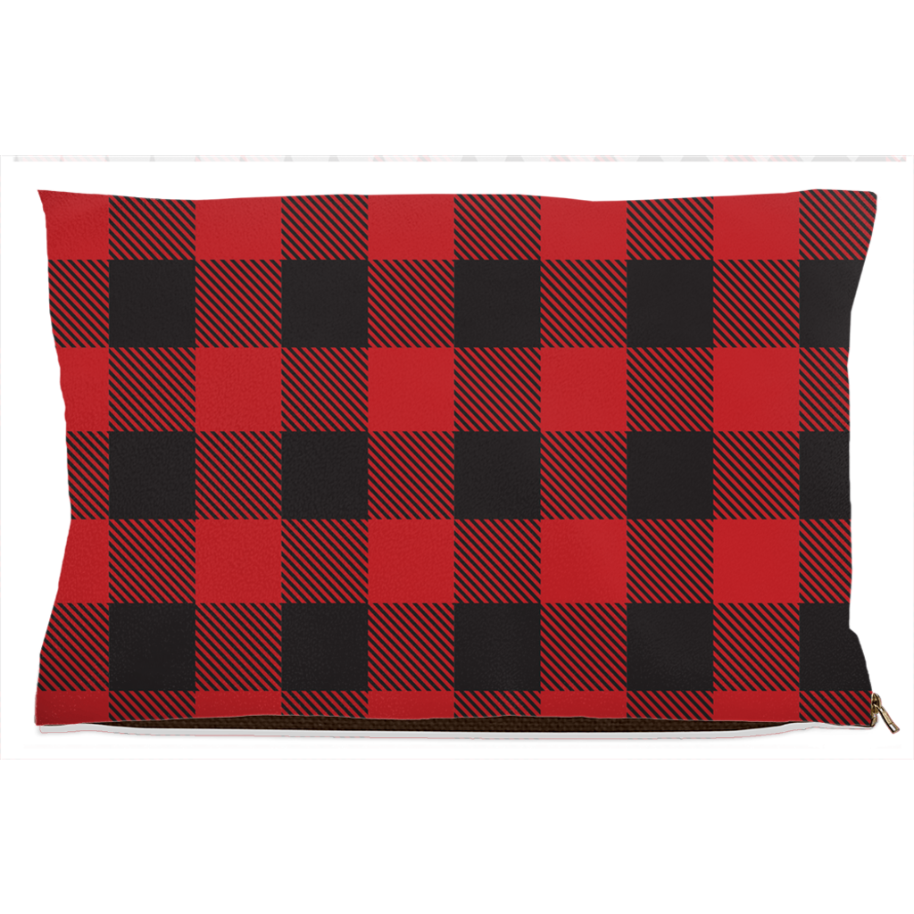 Red and black plaid dog bed hotsell