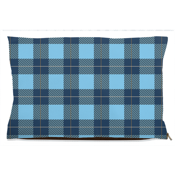 buffalo plaid blue dog bed