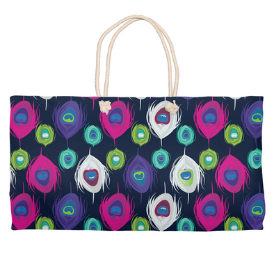 peacock weekender tote