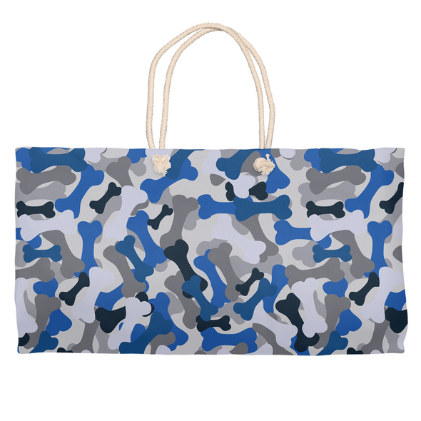 blue camo weekender tote