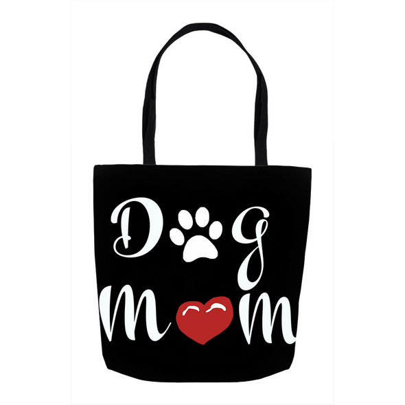 dog mom black tote bag