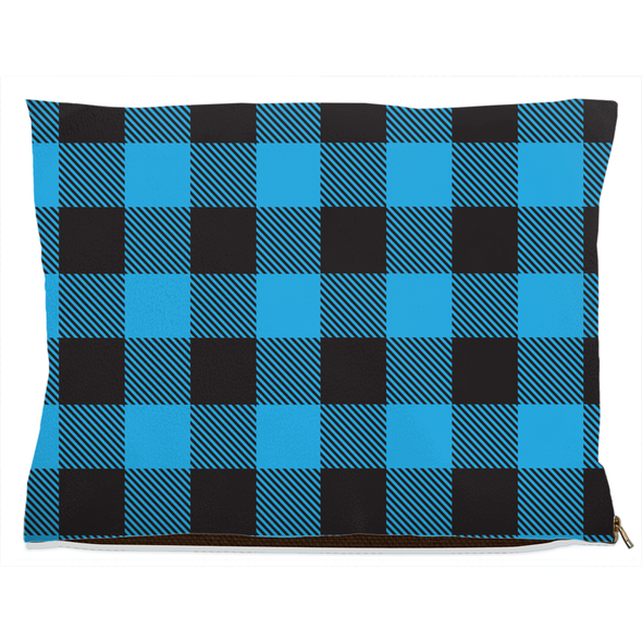 buffalo plaid blue dog bed