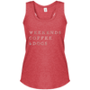 women's racerback tank weekends, coffee & dogs