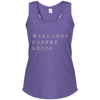 women's racerback tank weekends, coffee & dogs