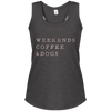 women's racerback tank weekends, coffee & dogs
