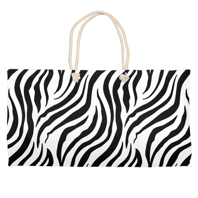 zebra weekender tote