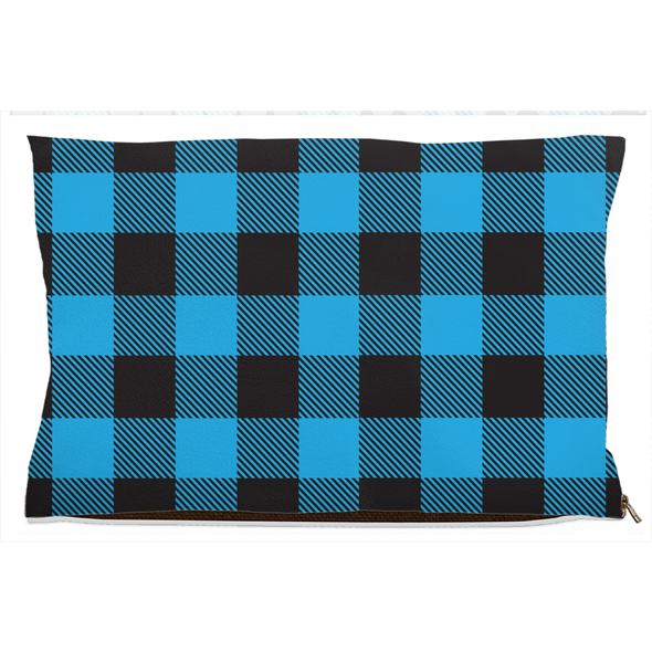 buffalo plaid blue dog bed