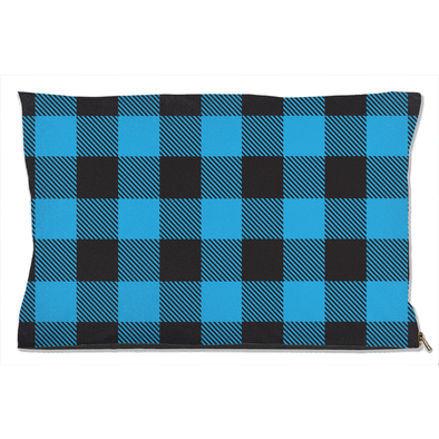 buffalo plaid blue dog bed