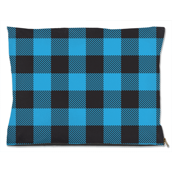buffalo plaid blue dog bed