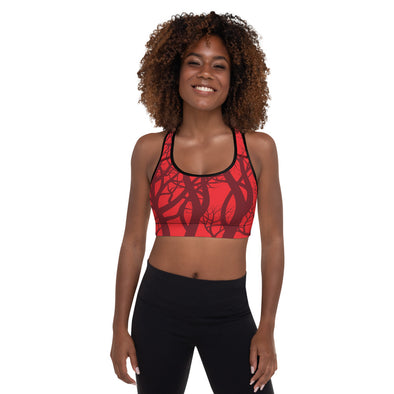 cherry bomb red padded sports bra