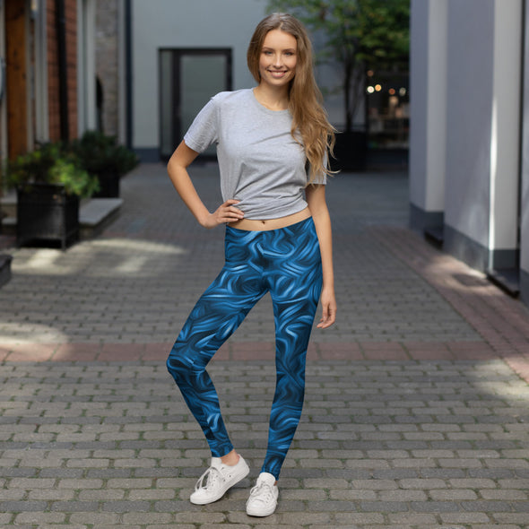 blue abstract leggings