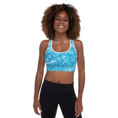 blue padded sports bra