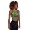 green abstract padded sports bra