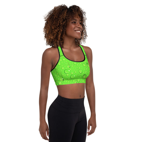 lime green padded sports bra
