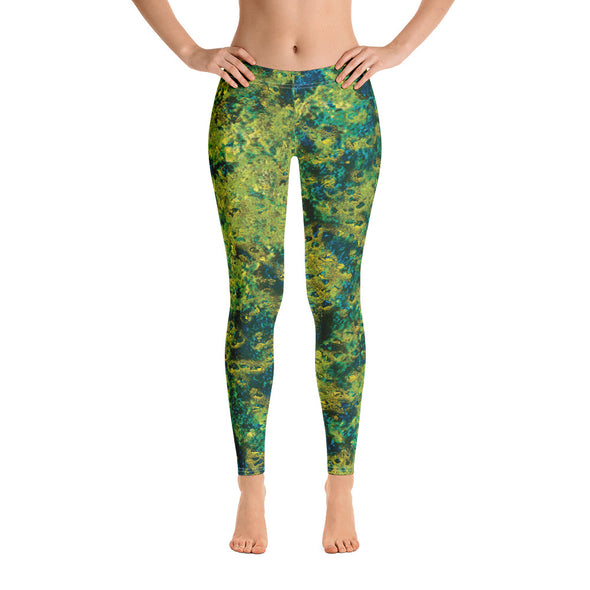 green abstract leggings