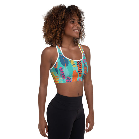 feathers padded sports bra