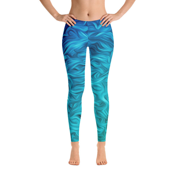 blue abstract leggings