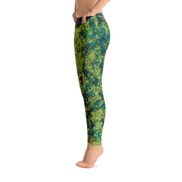 green abstract leggings