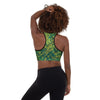 green abstract padded sports bra