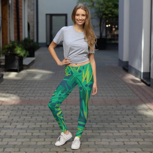 tropical green leggings