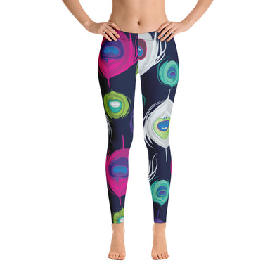 peacock print leggings