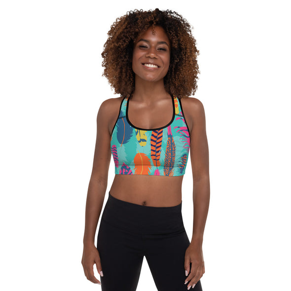 feathers padded sports bra