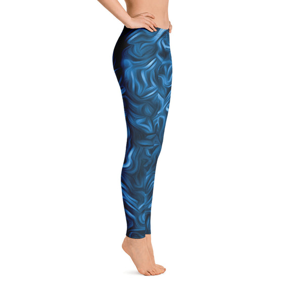 blue abstract leggings