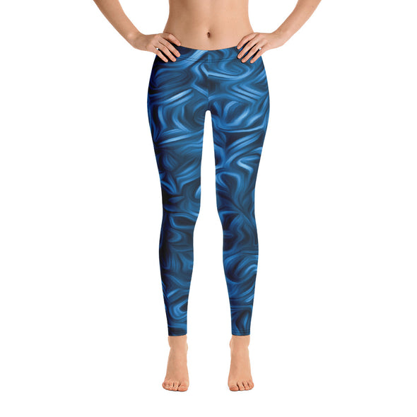 blue abstract leggings