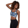 blue camo bones padded sports bra