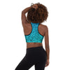 blue abstract padded sports bra