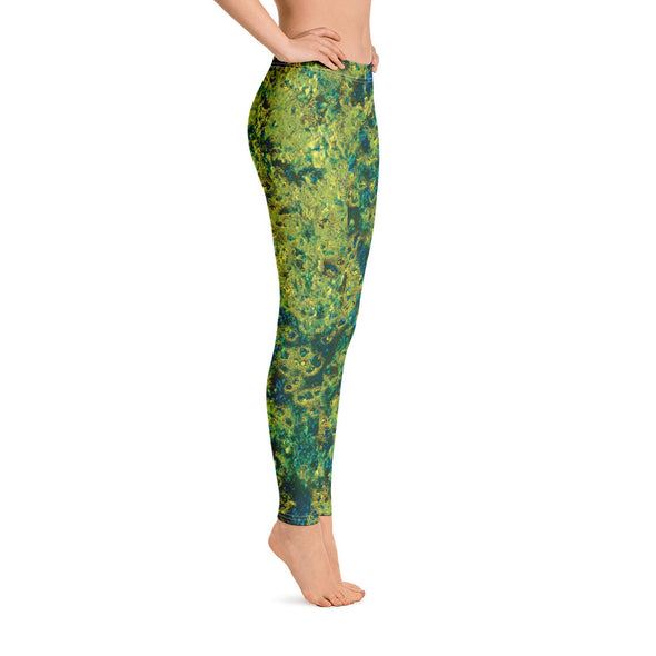 green abstract leggings