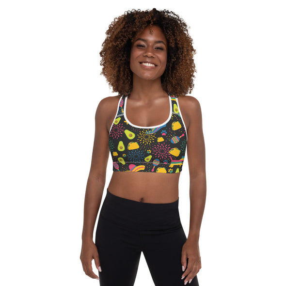 taco lover padded sports bra